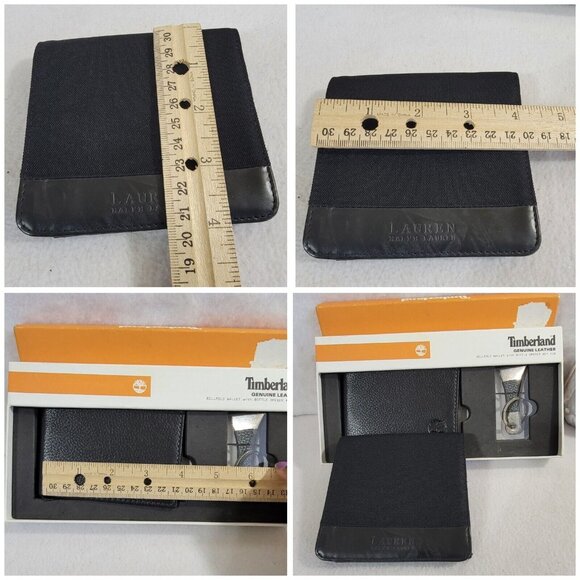Lot Of‎ 2 Wallets Lauren Ralph Lauren Timberland Black Genuine Leather Billfold - Picture 10 of 11